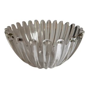Vintage Sculptural Ribbed Glass Centerpiece Bowl