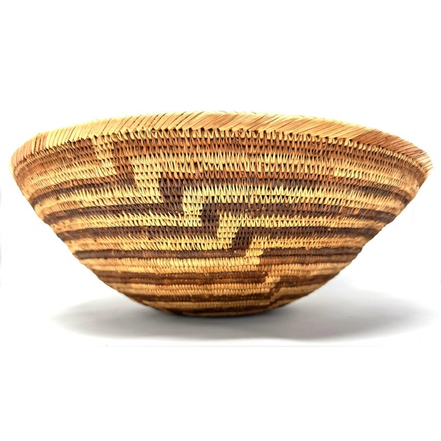 Contemporary 1970s Running Ostrich Pattern Botswana Basket - 17" Diam. X 5.75" H For Sale - Image 3 of 5