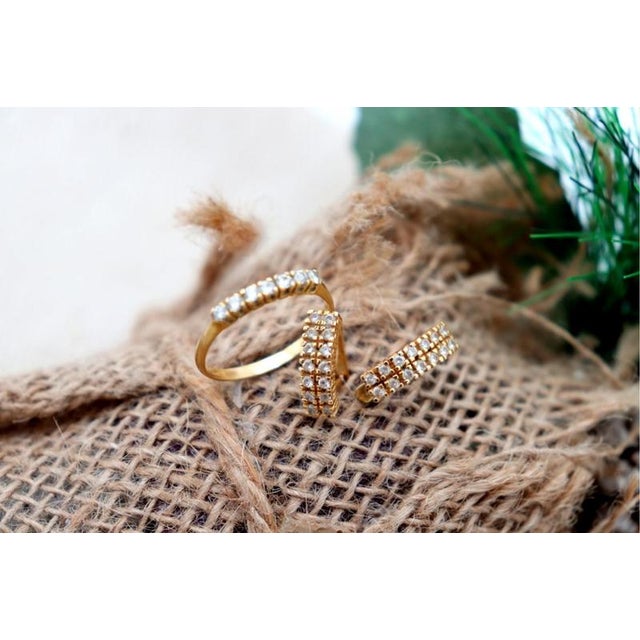 Earrings and Ring in 19.2k Gold with Diamonds, Set of 3 For Sale - Image 6 of 7