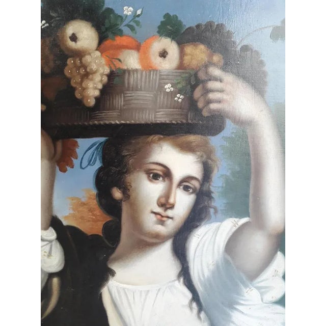 Woman with Flowers, 1800s, Oil on Canvas For Sale - Image 4 of 6