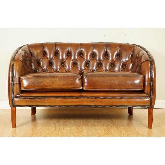We are delighted to present this Gorgeous Art Deco fully restored whiskey brown hand-dyed leather sofa. Condition-wise,...