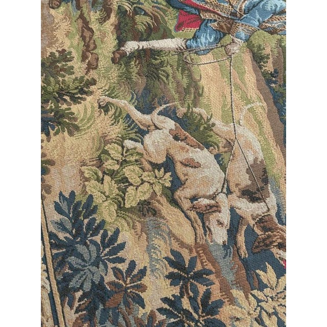 Vintage French Jacquard Tapestry with Hunting with Hounds Motif in the style of Aubusson, 1970s For Sale - Image 12 of 18