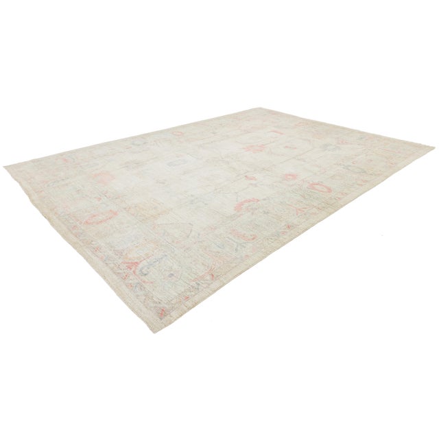 2020s 10x14 Ethereal Blush & Cream Modern Oushak Style Wool Area Rug For Sale - Image 5 of 12