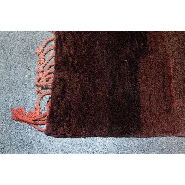 Late 20th Century Vintage Moroccan Berber High-Pile Wool Rug in Brown, Plum and Rust, 1970s For Sale - Image 5 of 13