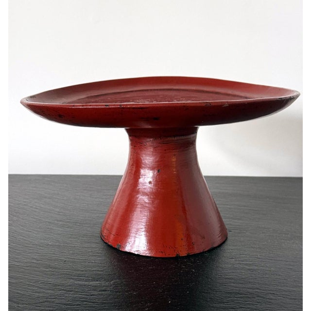 Gothic Rare Japanese Negoro Stem Dish Momoyama Edo Period For Sale - Image 3 of 18