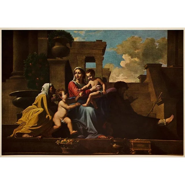 Paper 1955 After Nicolas Poussin "The Holy Family on the Steps", Vintage Full-Color Print For Sale - Image 7 of 8