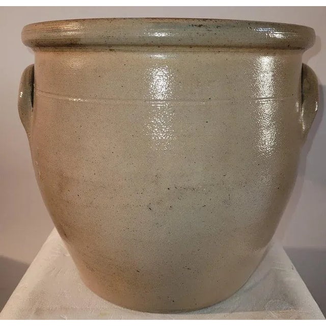 19th Century 19th C Decorated Stoneware Crock With Flower For Sale - Image 5 of 10