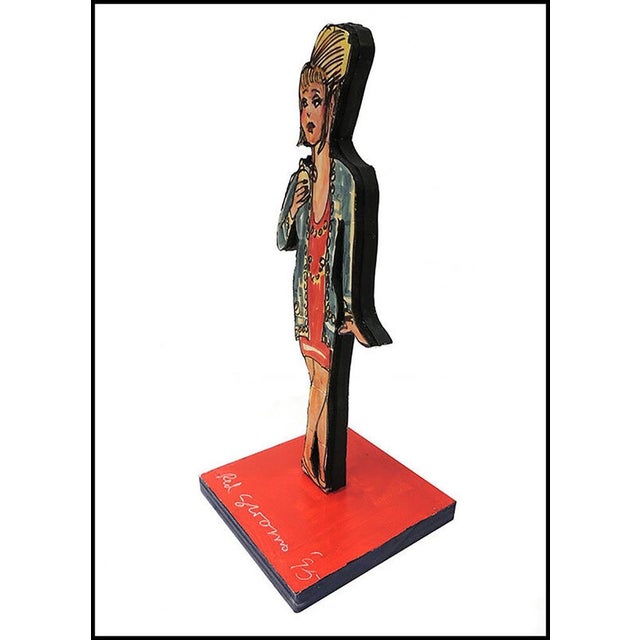 Accepting Offers Now: The item up for sale is a spectacular and bold ink, acrylic and wood full round sculpture by Grooms,...
