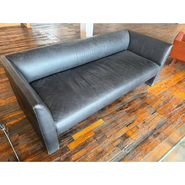 Gary Lee for Niedermeier Black Leather Architectural Sofa, Mid-1990s For Sale - Image 10 of 12