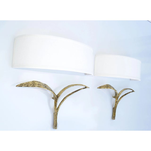 Signed Félix Agostini Bronze Sconces, Wall Lights Ivory Shade France 1960, Pair, Essor Model For Sale - Image 13 of 13