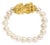 18K Yellow Gold Freshwater Pearl Dragon Charm Adjustable Ring Band, Size 7 For Sale