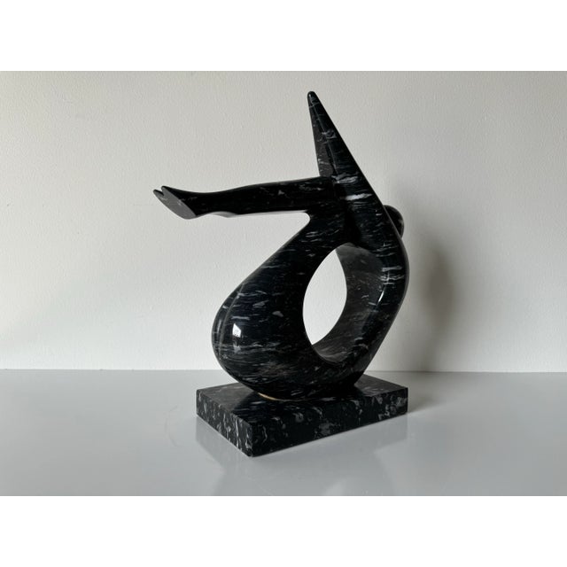 Vintage Black & White Marble Abstract Woman Sculpture For Sale - Image 4 of 10