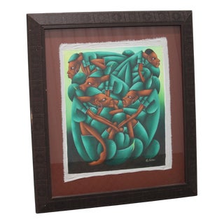 Louisius, Modern Composition, 1980s, Oil on Canvas, Framed For Sale