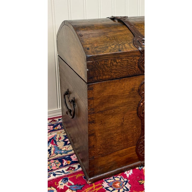 Antique Danish Dome Top Trunk Chest Blanket Box Storage Coffer Oak Mid 19th C For Sale - Image 11 of 18