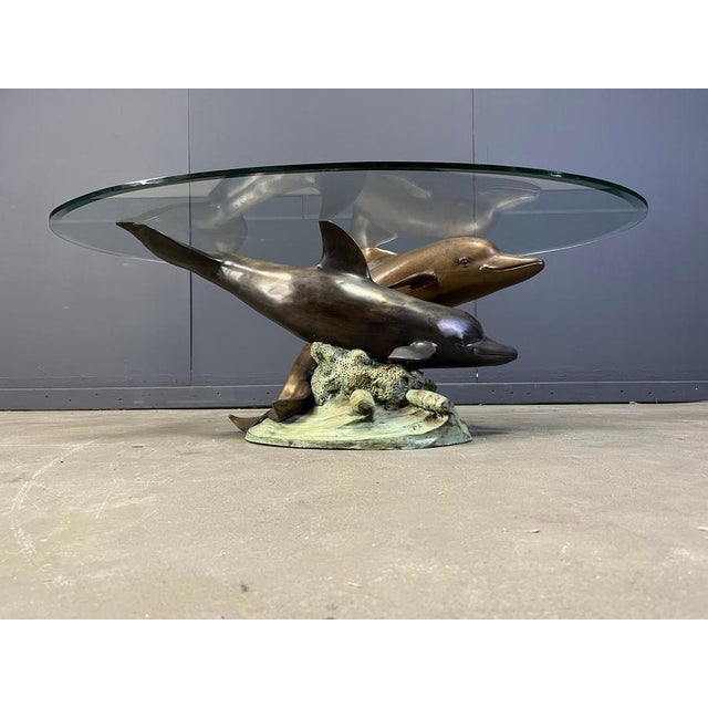 1960s Bronze Dolphin Coffee Table by C. Caudion, 1960s For Sale - Image 5 of 17