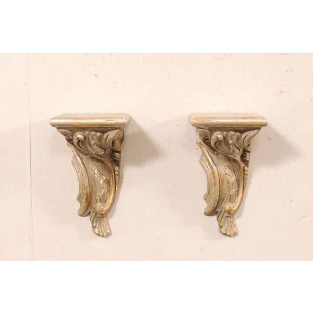 19th Century Italian Baroque Silver-Gilt Wood Wall Brackets - A Pair For Sale In Atlanta - Image 6 of 11