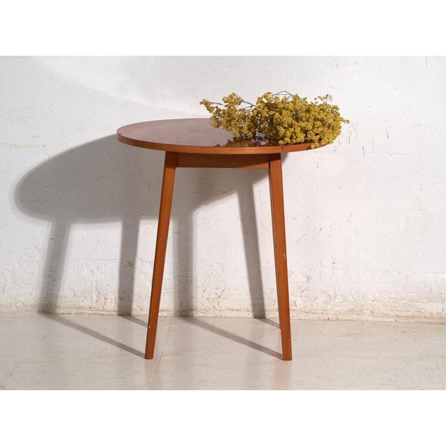 Brown Vintage Round Side Table in Teak Wood, Central Europe, 1960 For Sale - Image 8 of 10
