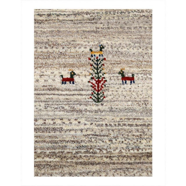 Traditional Pasargad DC Beige Color Fine Hand Knotted Gabbeh Rug For Sale - Image 3 of 4