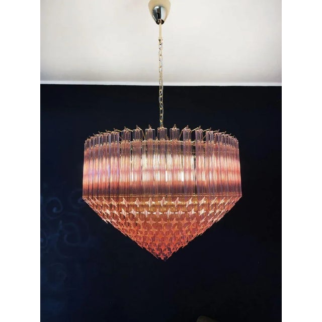 Modern Quadriedri Murano Glass Chandelier with 265 Amber Prisms and Gold Frame, 1982 For Sale - Image 9 of 18