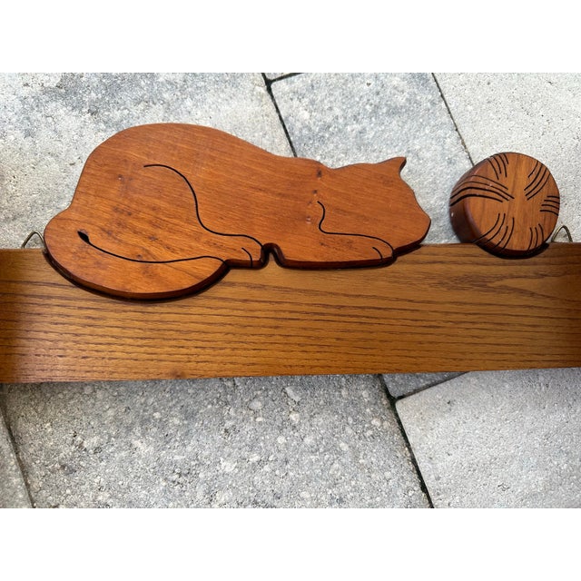 Wood Vintage Late 20th Century Solid Oak Cat Wall Shelf For Sale - Image 7 of 9