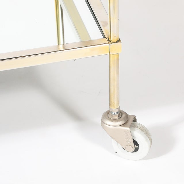 Mid-Century Modern Two-Tier Bar Cart in Antiqued Nickel Finish For Sale - Image 4 of 18