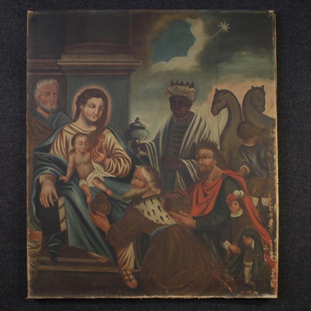 Unknown, Adoration of the Magi, 1880, Oil on Canvas For Sale - Image 16 of 16
