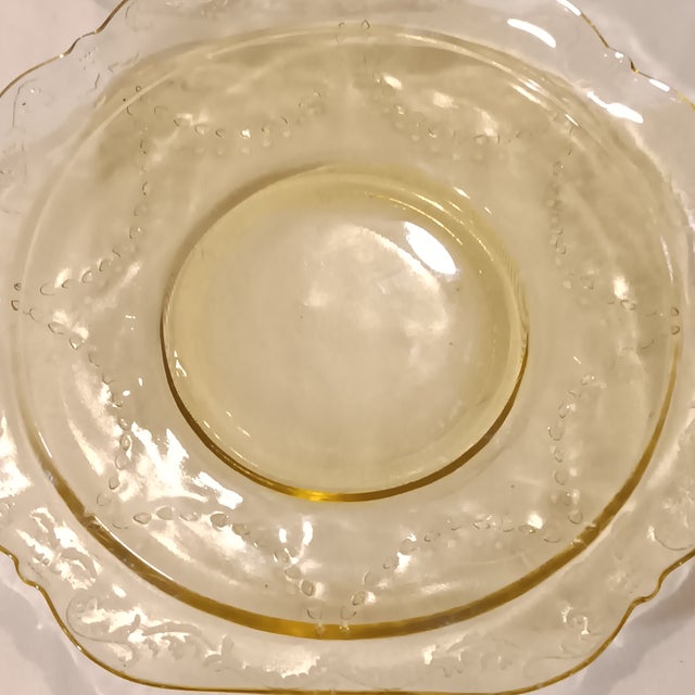 Amber Vintage Amber/ Yellow Madrid Federal Glass Square Dessert Plates - Set of 4 For Sale - Image 8 of 9