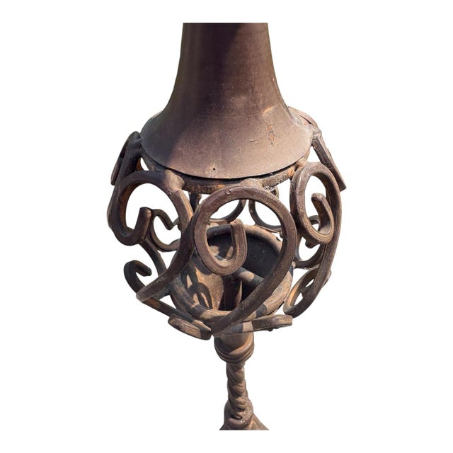 Bronze Pair of Mid-Century Wrought Iron Jardinière Plant Stands, Mediterranean Style For Sale - Image 8 of 12