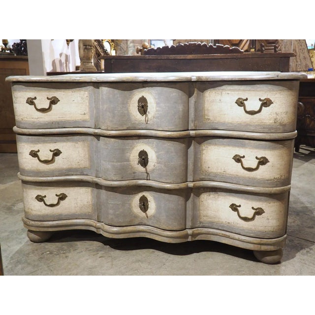 Antique Painted Serpentine Commode From Southern Germany, 18th C. And Later For Sale - Image 4 of 12
