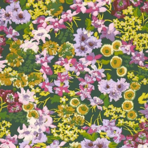 Harlequin Wildflower Meadow Wallpaper in Emerald/Amethyst/Peridot - a Sample