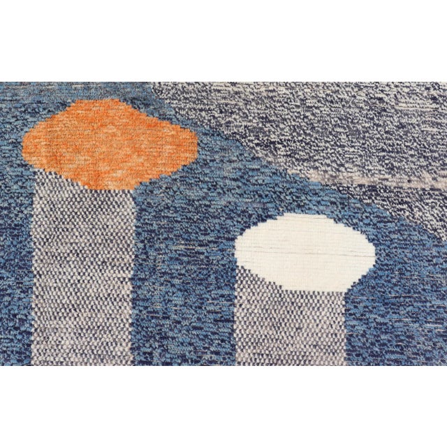 Modern Piled Rug by Keivan Woven Arts in Blue's With Abstract Design 9'6 X 11'3 For Sale - Image 9 of 12
