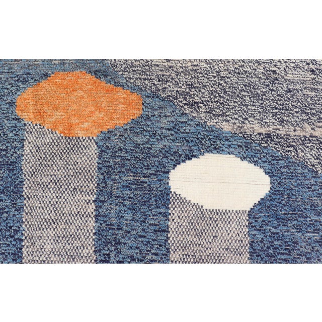 Modern Piled Rug by Keivan Woven Arts in Blue's With Abstract Modern Design For Sale - Image 9 of 12