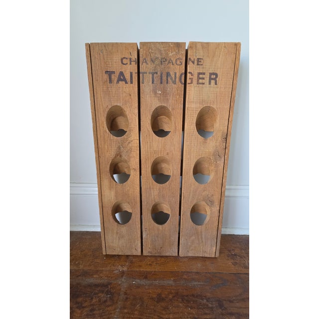 French Provincial Vintage Wooden Champagne Riddling Rack With Taittinger Lettering For Sale - Image 3 of 15