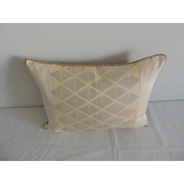 Boho Chic Vintage Gold & Silver Silk Woven Obi Decorative Bolster Pillow For Sale - Image 3 of 7