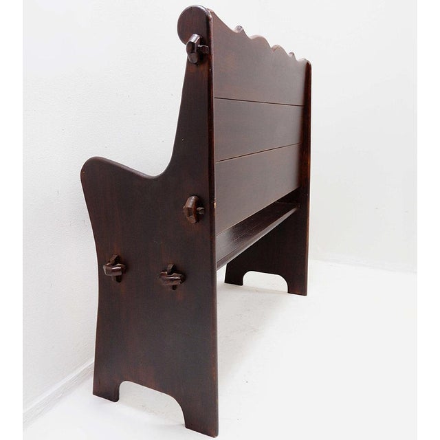 Brown Vintage Wooden Church Bench, 20th Century For Sale - Image 8 of 15