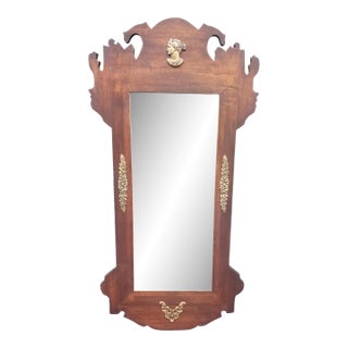 Early 20th C Neoclassical Bronze Mounted Partial Gilt Mahogany Scroll-Ear Mirror For Sale