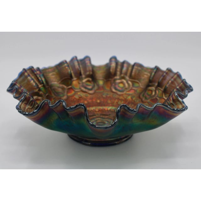 Amethyst Antique Carnival Glass Amethyst Ruffled Bowl For Sale - Image 8 of 9