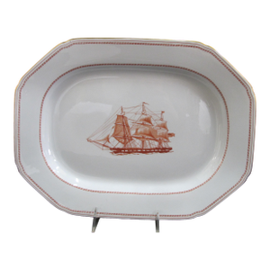 Spode Copeland Red Gold Ship Windsor Castle Trade Winds 14 1/4" Serving Platter Tray