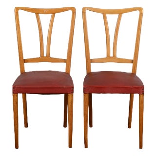 Red Leather Chairs, Set of 2 For Sale