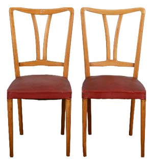 Red Leather Chairs, Set of 2
