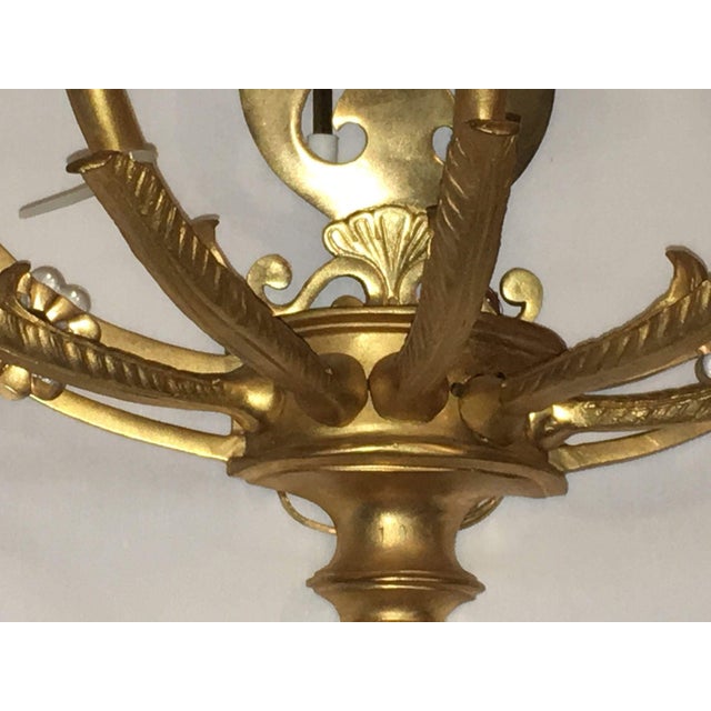 Metal Louis XVI Style Harp Back Bronze Wall Sconce - Set of 6 For Sale - Image 7 of 9