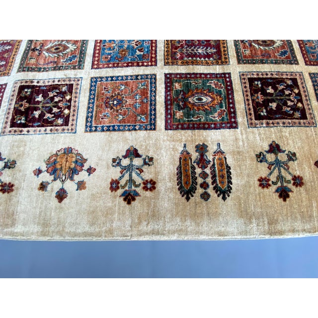 Textile Elegant Garden Panel Design Wool Rug Inspired by Persian Bakhtiari & Qashqai Motifs 6.8x9.9 Ft For Sale - Image 7 of 16