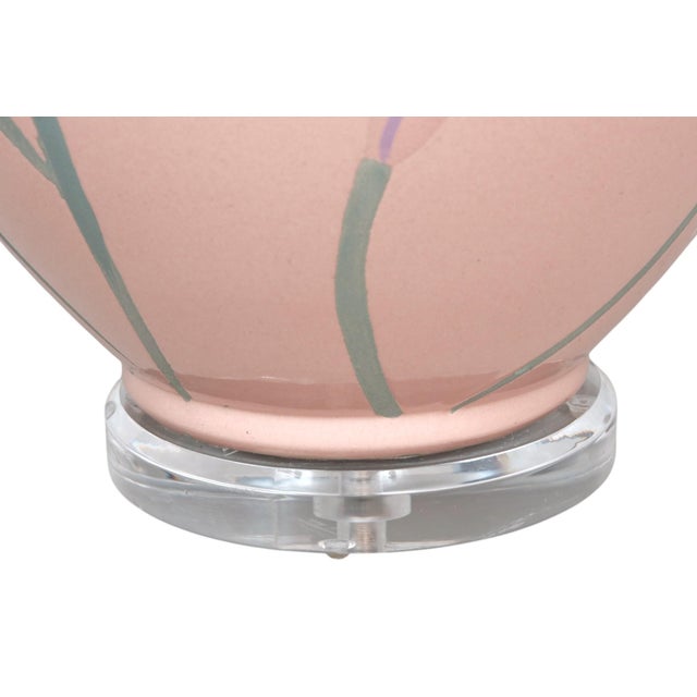 Pink Painted Glass Table Lamp For Sale - Image 9 of 9