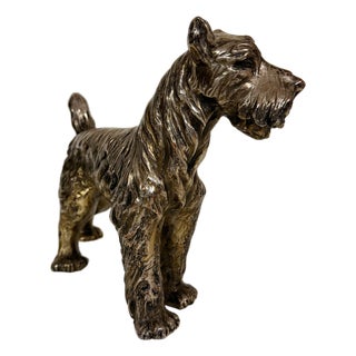Ceramic, Copper and Silver Schnauzer Dog from Spigarolo, Italy, 1950s For Sale