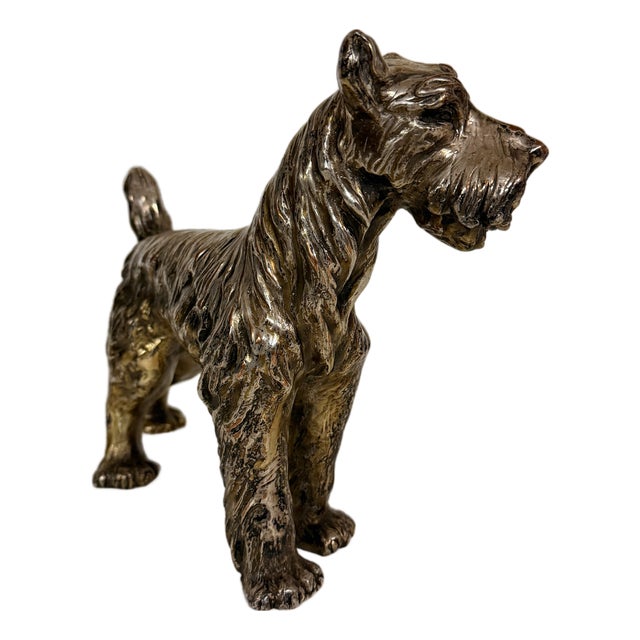 Ceramic, Copper and Silver Schnauzer Dog from Spigarolo, Italy, 1950s For Sale