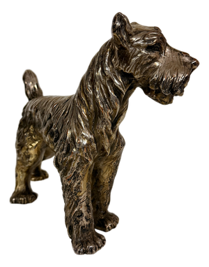 Ceramic, Copper and Silver Schnauzer Dog from Spigarolo, Italy, 1950s