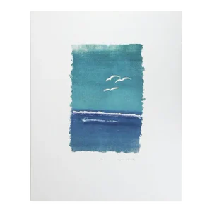 Vintage Mixed Media Blue Seascape