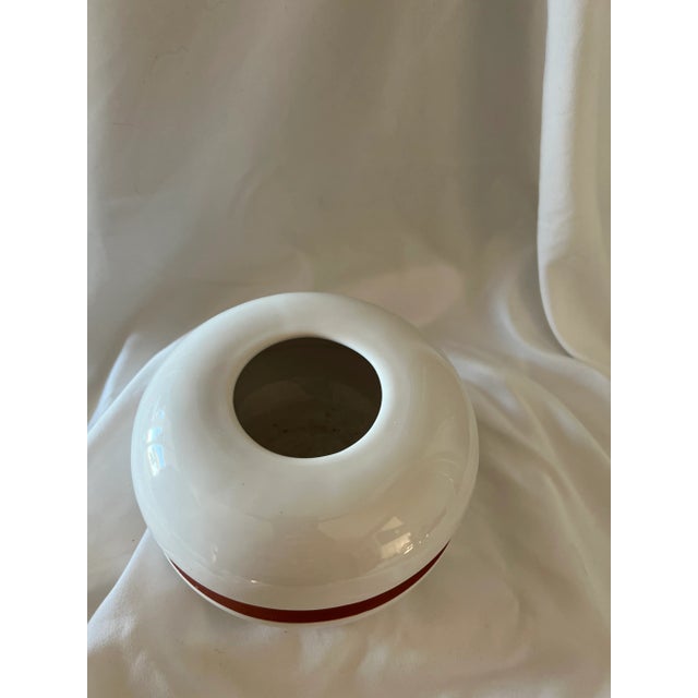 1960s Mid Century Modern White Round Vase Made in Portugal For Sale - Image 5 of 7