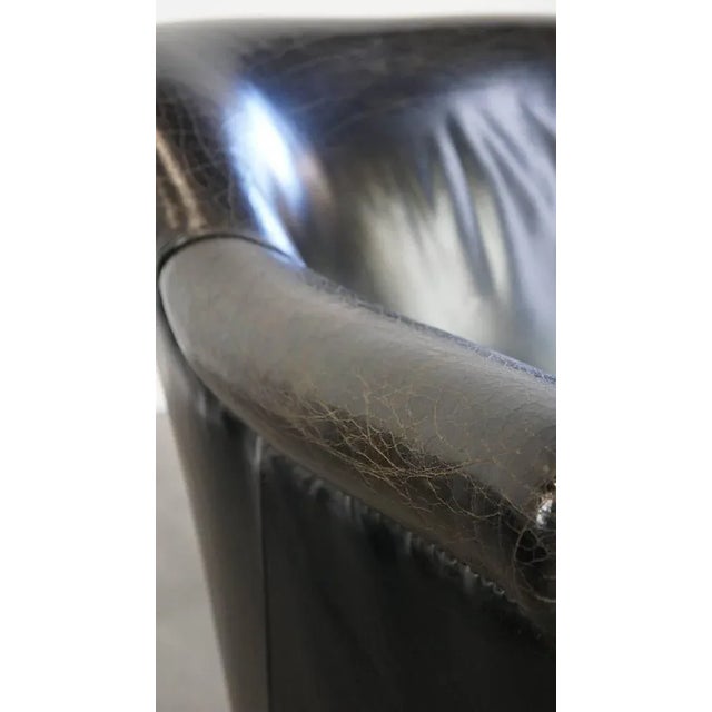 Black Grained Cowhide Armchair For Sale - Image 12 of 16