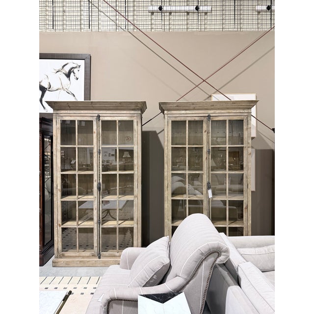 French Arhaus Chorus Theory Reclaimed Pine French Casement Display Cabinet For Sale - Image 3 of 12
